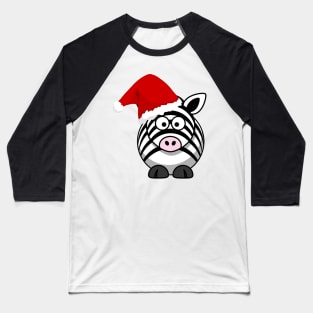 Cute Christmas Hat Zebra Baseball T-Shirt
